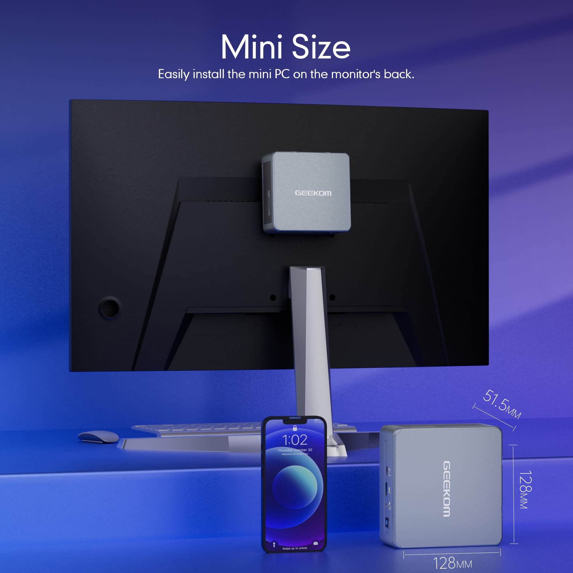 GEEKOM Mini PC Mini IT11,Intel Core i7-11390H Mini Computers (8 Threads, Up to 5.0 GHz),32GB DDR4/2TB M.2 SSD Windows 11 Pro NUC11 Desktop Computer,Support 8K UHD/WiFi 6/Bluetooth 5.2/USB4.0