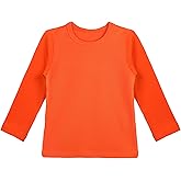 Lilax Girls' Basic Long Sleeve Round Neck Cotton T-Shirt 2T Orange