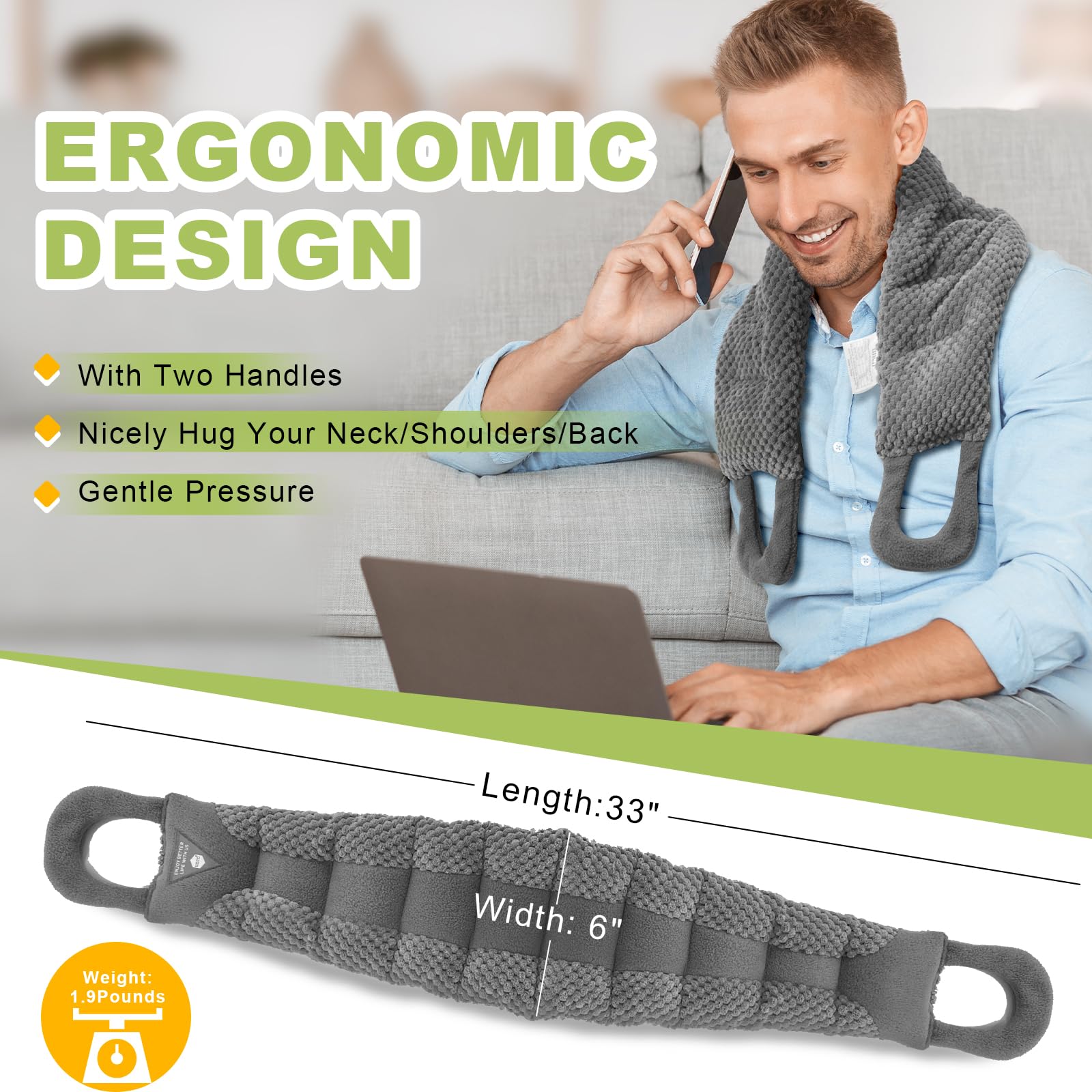 UNCN Long Wide Heating pad for Neck and Shoulders Back 33 * 5.9