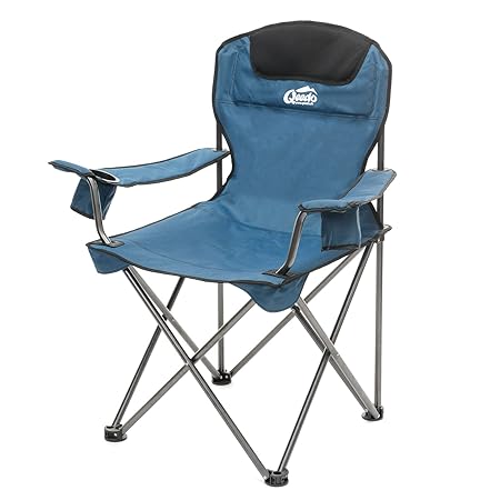 Camping-Stuhl XL Qeedo Johnny bis 150 kg, Klappstuhl mit Getränkehalter, Festivalstuhl - blau