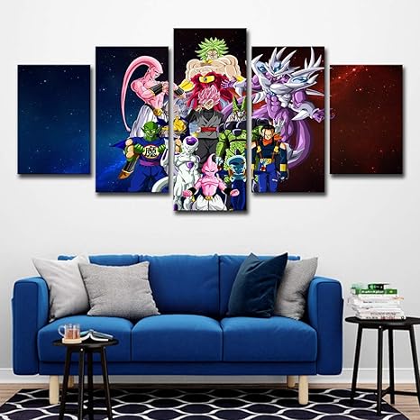 Amazon Fxwj キャンバスプリント Hdプリント ホームウォールアート 装飾 絵画 5ピース アニメ ドラゴンボールz 絵画 リビングルーム スーパーサイヤ人ポスター 150x75cm 4 819 アートフレーム ポスター オンライン通販