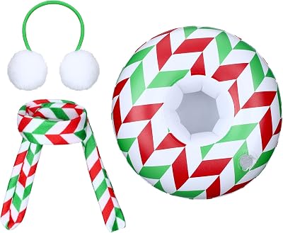 Aoriher Christmas Doll Outfit Set - Earmuffs, Scarf & Inflatable Tube