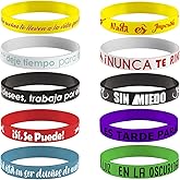 1step2dream 20-Pack Spanish Motivational Rubber Wristbands | 12x202mm Silicone Bracelets with Inspirational Quotes | Teacher Rewards for Classroom