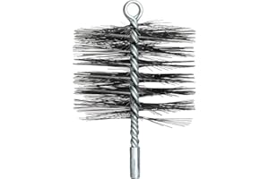 Stanbroil 6 Inch Round Steel Chimney Cleaning Brush with 1/4" NPT Fitting for Masonry Chimney Flue, Works with Most Chimney Rod Sets