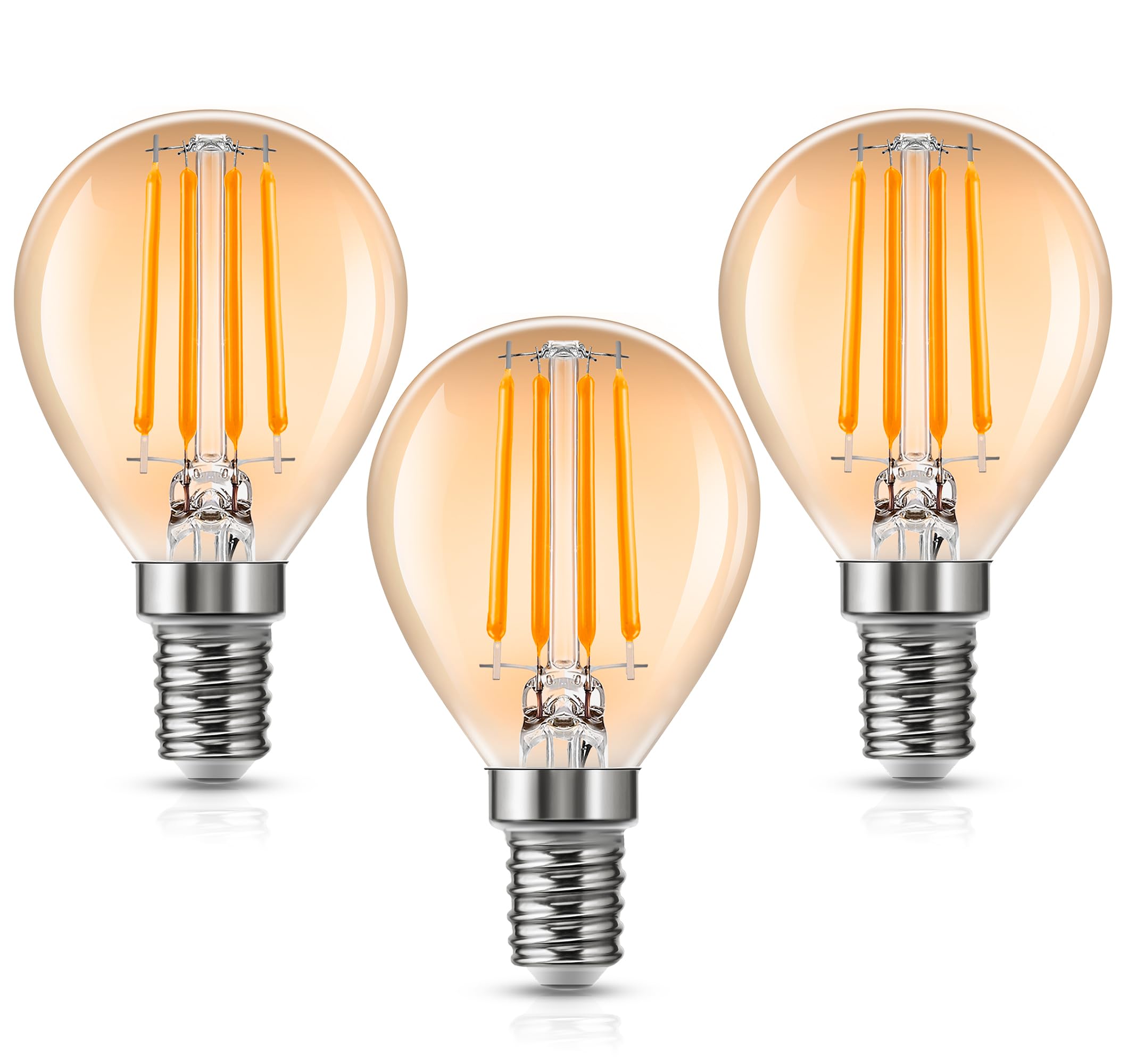 Flaspar E14 Vintage Bulb 4w, Small Edison Screw Filament Bulb Amber Glow 2200K, 4W Replace E14 40W, Home Ceiling Chandelier Energy Saving Light Bulbs, Non-dimmable, Pack of 3 — image 1