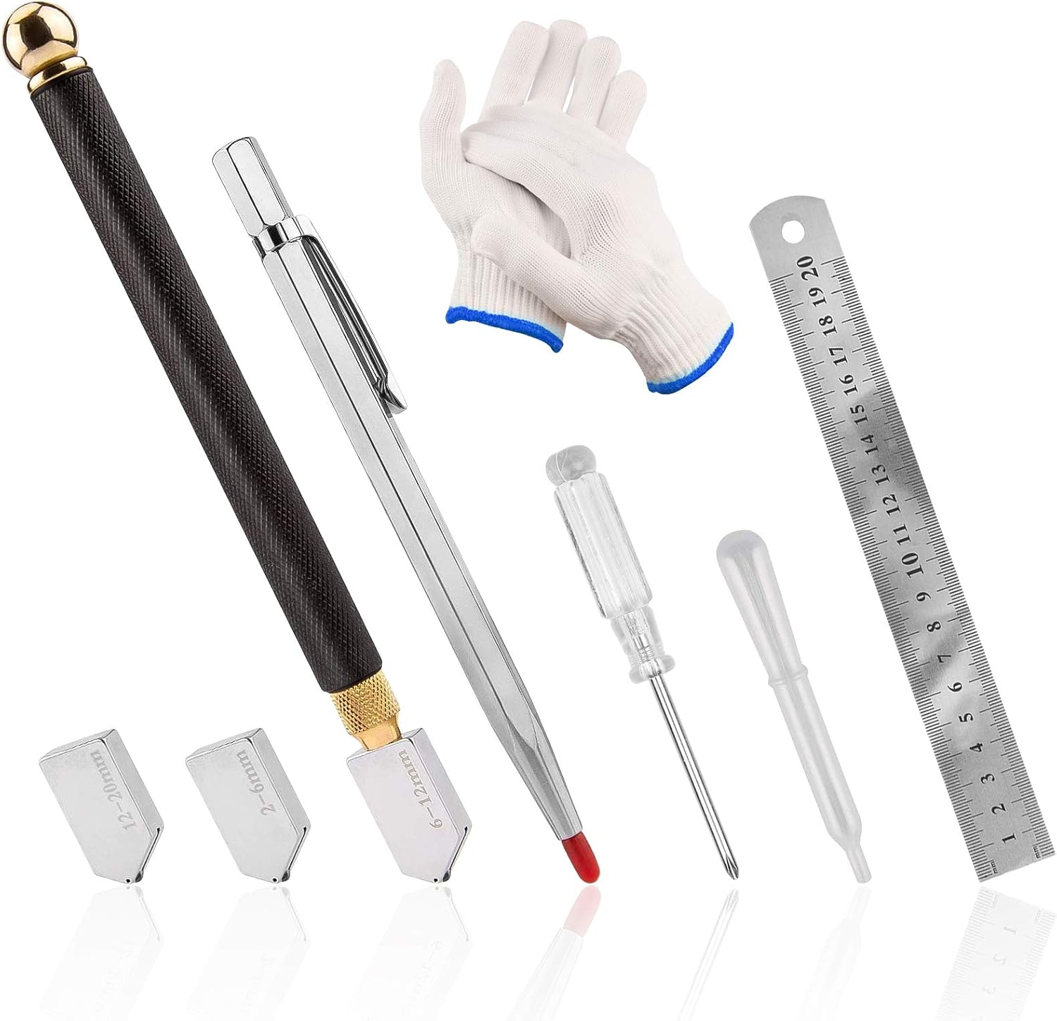 Kit Professionnel 12 Pcs Coupe-Verre – Stylo Diamant, Pince, Compte-Gouttes, Tête 3-19 Mm