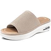 mysoft Women's Comfortable Slide Sandals Air Cushion Knit Slip On Wedge Lightweight Walking Sandals Platform Summer Shoes