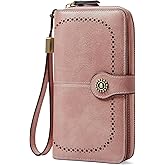TFKGS Wallet for Women RFID Blocking Leather Large Capacity Card Holder Ladies Phone Clutch Travel Long Purse Wristlet | RFID Blocking, Leather, Large Capacity, Ladies, Travel