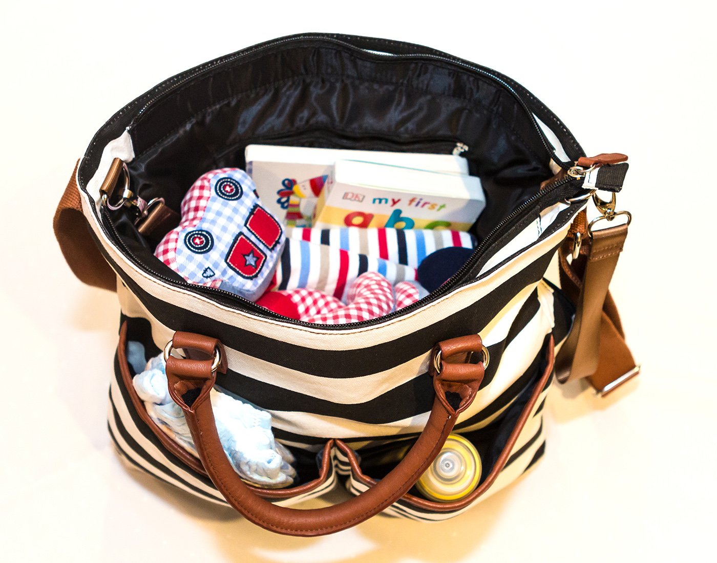 Diaper Bag By Hip Cub Baby Changing Pad Black/White Stripe W/Cute