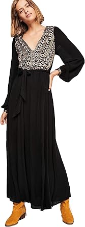 black embroidered midi dress