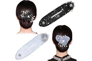 REDNOW Hand Embroidered Flowers Hair Accessory Set for Women and Girls - French Hair Twister, Sparkly Ball Clip, and Hair Roller for Long Thick Hair (2PCS)