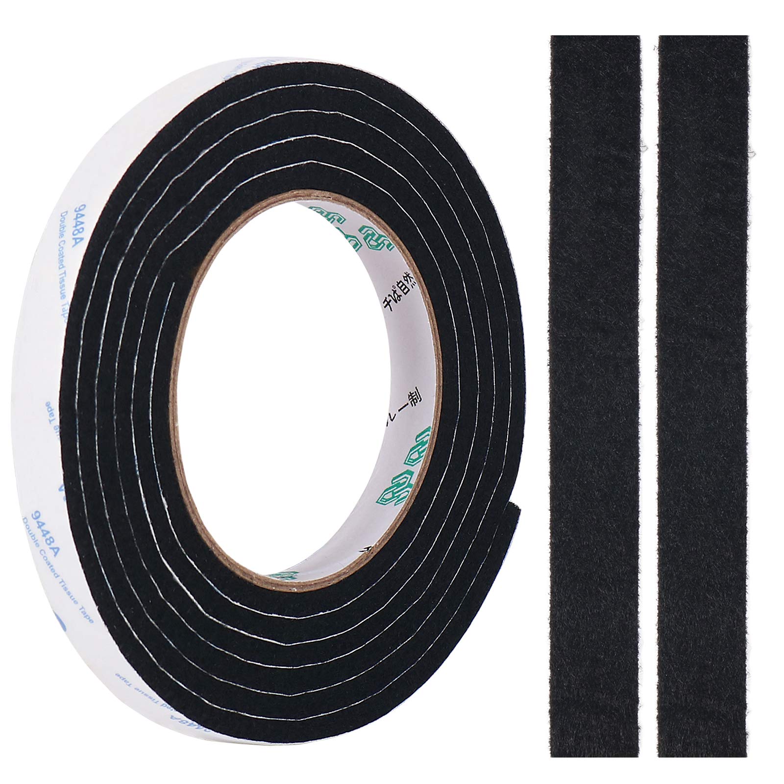Felt Tape, 5mm Thick Felt Roll 200cm Adhesive Heavy Duty DIY Felt Strip Pads Cut into Any Shape to Protect Your Hardwood and Laminate Flooring, 0.5" x 78.7" (Black)