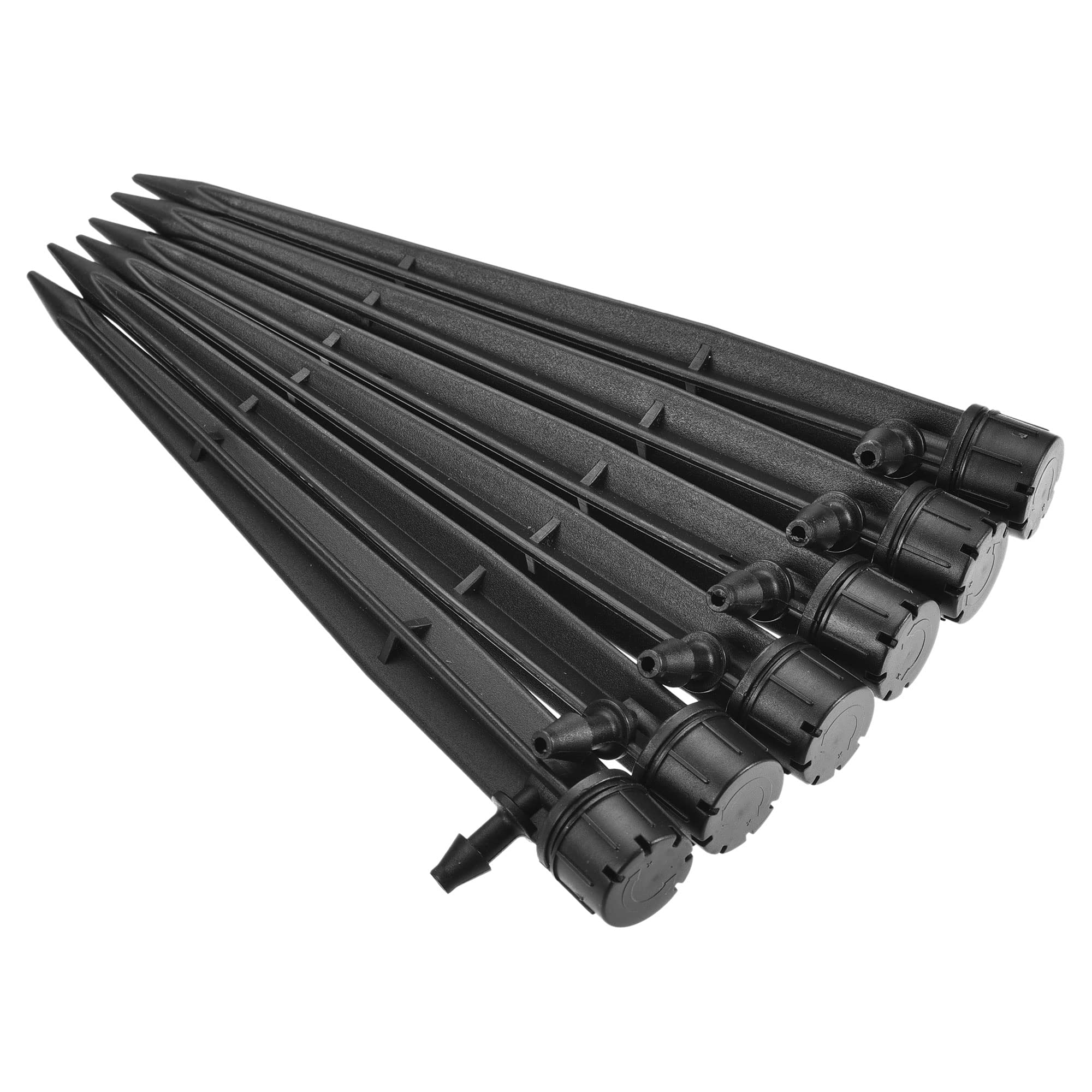M METERXITY 30 Pack Drip Emitters - Garden Lawn 5 Holes 360 Degree Irrigation Dripper Sprinklers with Stakes Apply to Watering System (130mm Black)
