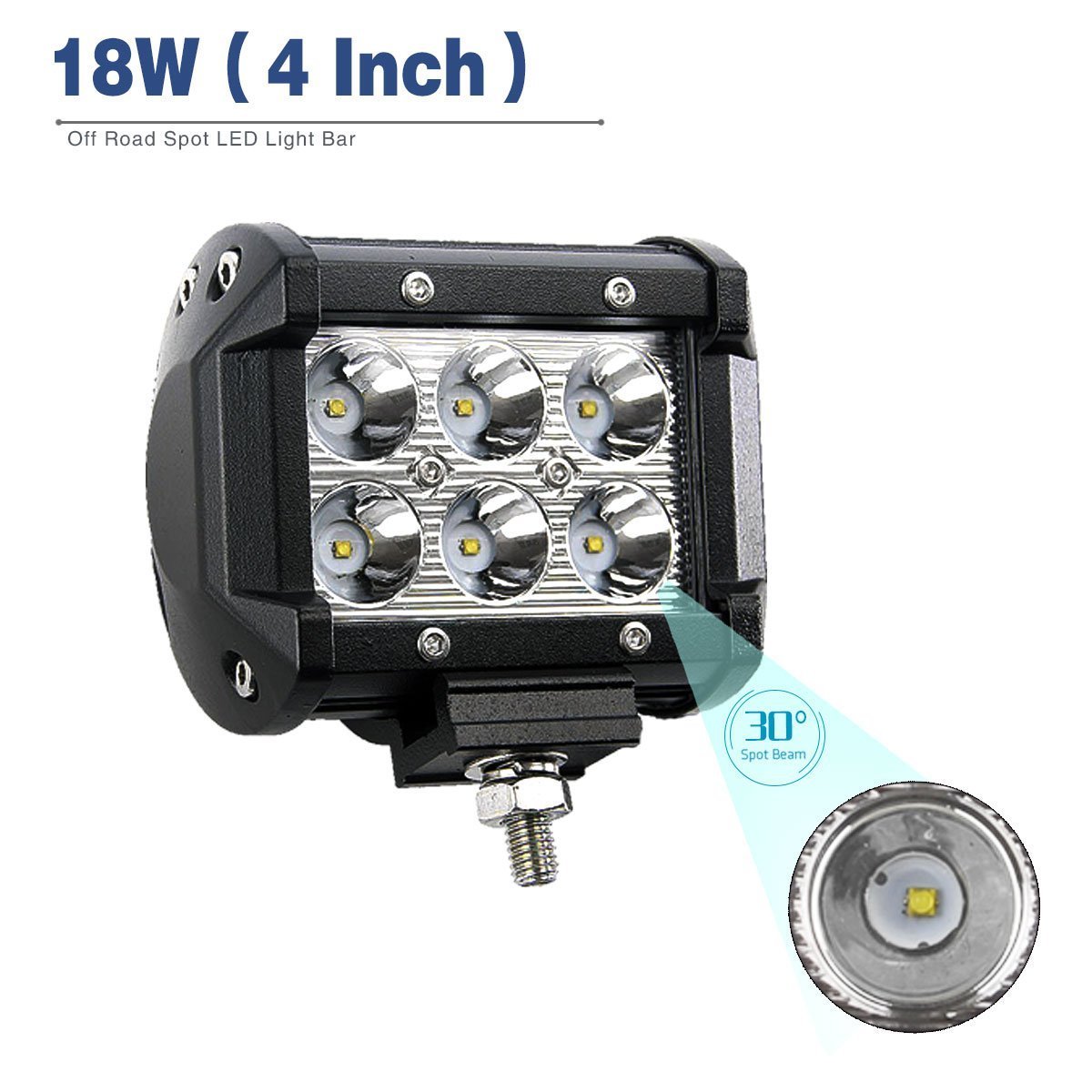 LED Light Bar ,SOLCO 2PCS 4 inch 18W Spot Beam Cree LED Work Light Led Bar Off Road IP67 Waterproof Fog Lights Driving Lights for Pickup Camper Jeep Trucks SUV UTV Tanks 4WD Van ATV,1 Year Warranty