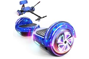 LIEAGLE Scooter Seat Attachment, Adjustable Frame Length Scooter Go Kart Combo, Self Balancing Scooter with Bluetooth Speaker, LED Wheel Lights for Kids Teenagers Adults
