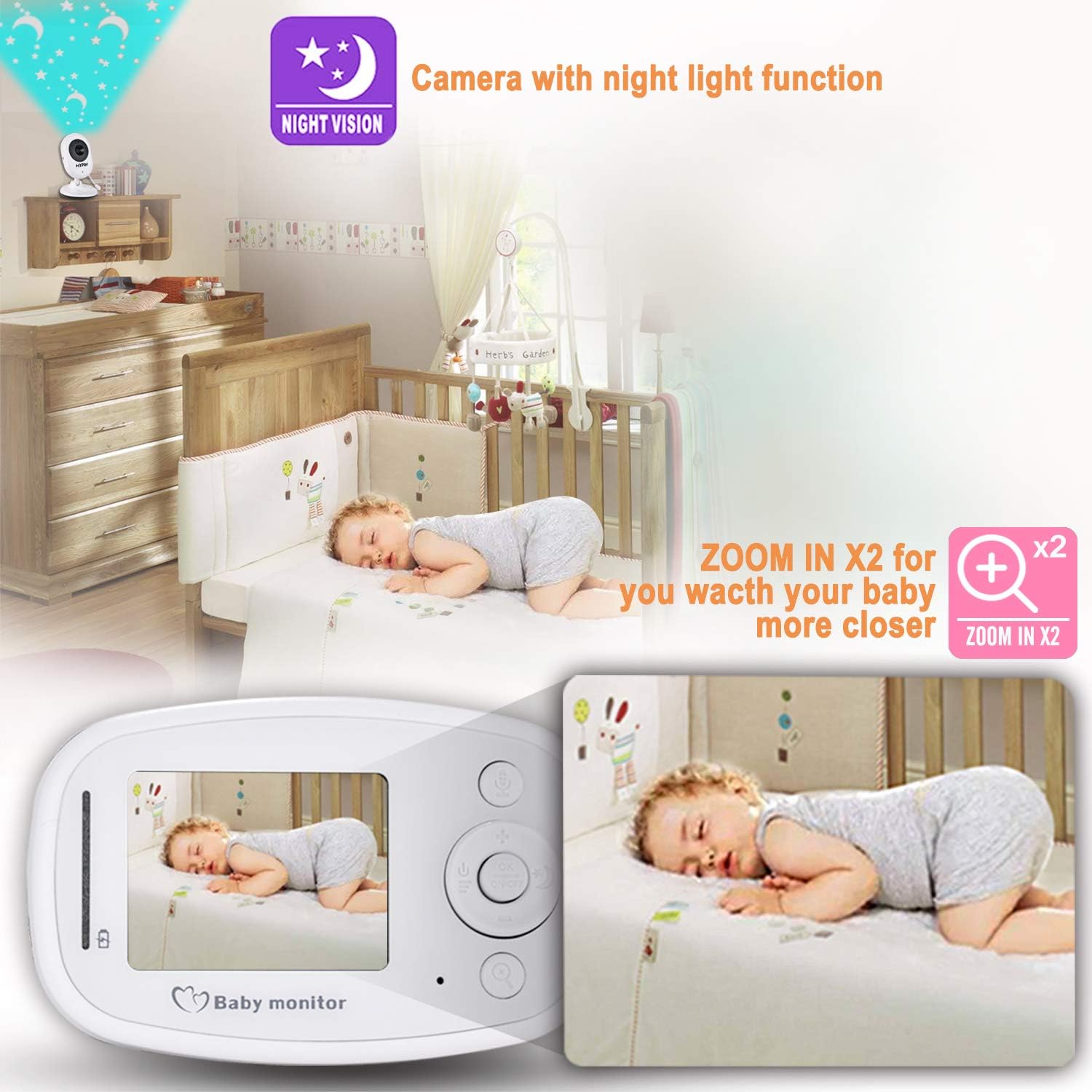 Moniteur Hs0142 Mypin Bebe Moniteur 2 4 Lcd Couleur Babyphone Camera Video Bebe Surveillance 2 4 Ghz Bidirectionnelle Vision Nocturne Bebe Puericulture Babyphones Ram Mount Co Uk