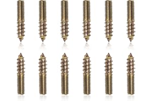 LOUZAGO 12 Pcs Hanger Bolts, M6 x 30mm Double Headed Screws Self-Tapping Wood Dowel Screw for Furniture (M6 x 30mm)