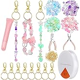 Zeyune 272 Pcs Lip Gloss Keychain Making Kit Assorted Acrylic Beads 10 Keychain Clips Jump Rings