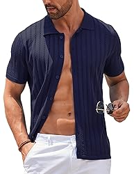 COOFANDY Mens Button Up Shirts Short Sleeve Casual
