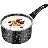 Nonstick Saucepan, 1.5 Quart Small Sauce Pan, Milk Cooking Pot (No Lid) | Handy Small Sauce Pot with Granite Coating, Stay-cool Handle, Induction Comptable, PFOA Free