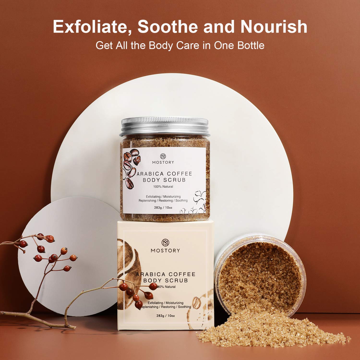 Exfoliating Dead Sea Salt Body Scrub - Arabica Coffee Organic Natural Scrubing Moisturizing Foot Leg Soft Scrubs For Women Men Cellulite Exfoliator Anti-Acne Wrinkles Vitamin E Hyaluronic Acid Coconut Oil 10 oz : Beauty