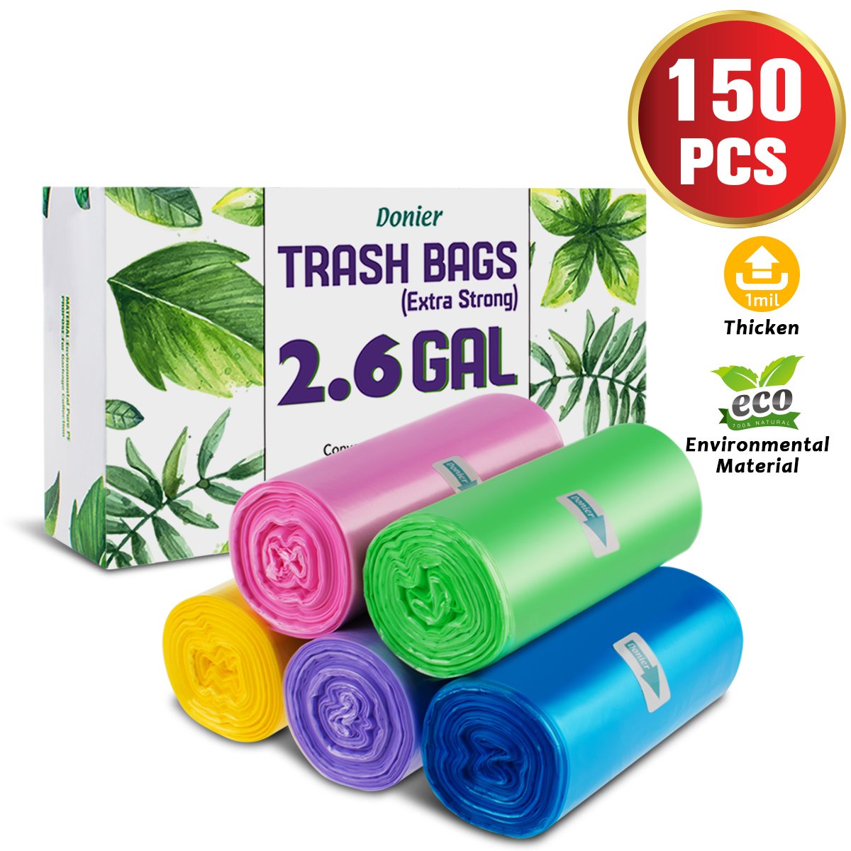 Small Wastebasket Trash Bags, 2.6 Gallon Clear Garbage Bags Extra