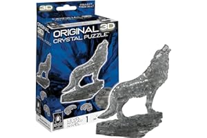 UNIVERSITY GAMES BePuzzled Original 3D Crystal Jigsaw Puzzle - Wolf Animal Assembly Brain Teaser, Fun Model Toy Gift Decoration for Adults & Kids Age 12 and Up, Clear, 38 Pieces (Level 1)