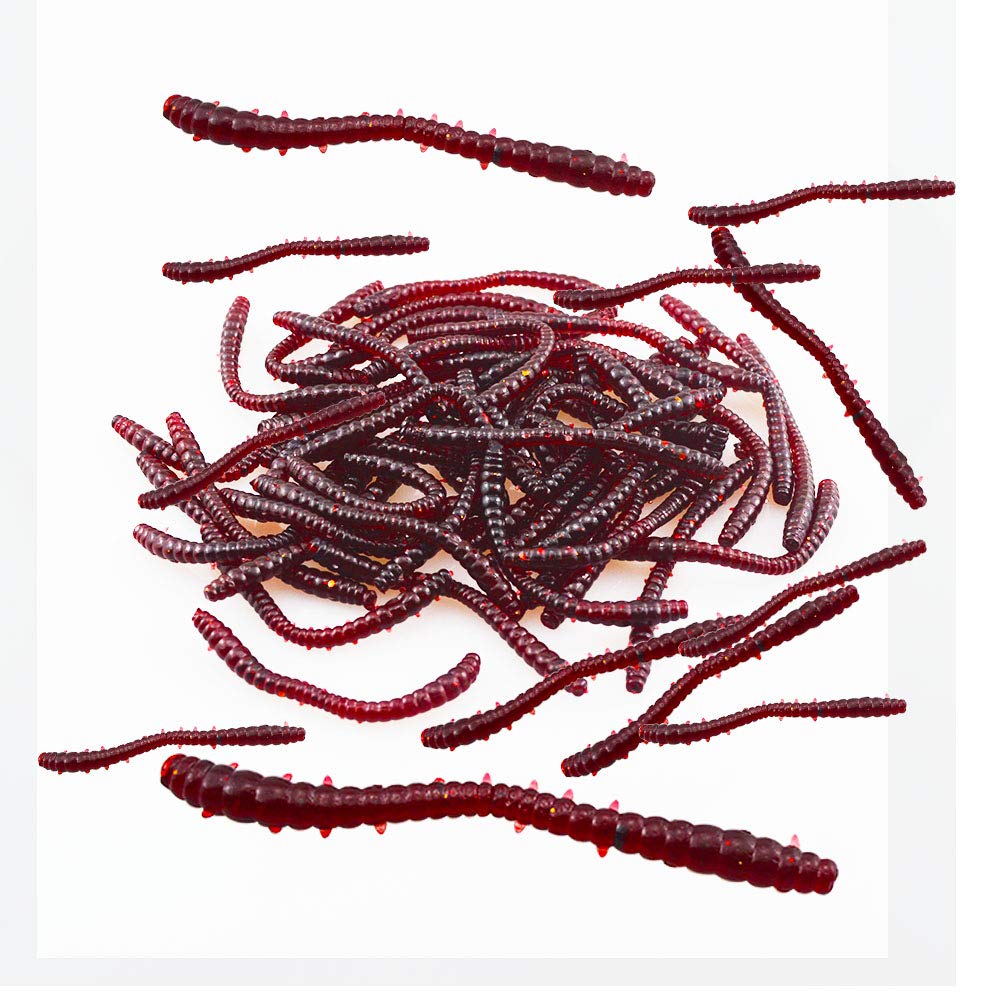 senvenelec artificial earthworm, Biomimetic Soft Silicone Earthworm Baits Worm Fishing Lures Simulation Red Worms plastic Green Environment Strong Temptation Bait Fake Red Worm - large 150Pcs