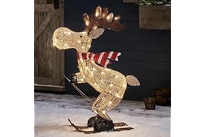 Lighted Christmas Deer Outdoor Yard Reindeer Holiday Decoration with LED Lights, Light up Deer Deocrations for Yard Lawn Pati