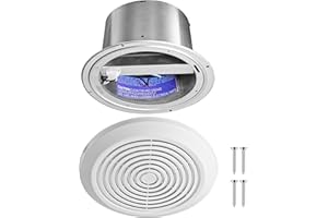 Zeikiwe V2262-50 7 Inch Bathroom Exhaust Fan, 50 CFM Quiet Ceiling Vent Fan, 1.0 Sones Low Noise Extractor for 8" Opening, Through Wall Exhaust fan for Home, Bathroom, Laundry and Garage