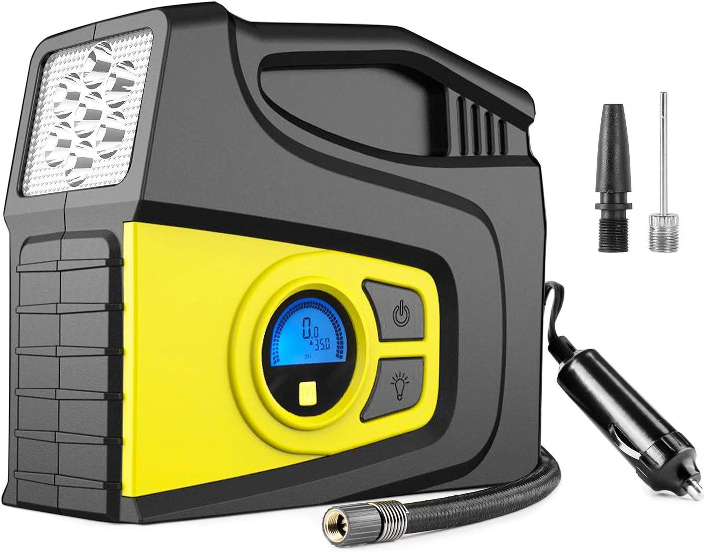 Zeonetak Portable Air Compressor Pump,120PSI 12V DC,Air Compressor Tire Inflator for Car Bicycle Motorcycle Basketball,LCD Digital Display Gauge,LED Flashlight(3 Modes),Auto Shut Off