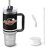 Veminei Tumbler 40oz Straight Skinny Car Cups With Insulated Cup Sleeve Portable Handle, Sports Travel Coffee Mug, Stainless Steel, Insulated,Classic Collection Gifts for Fans