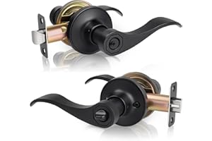 Gaurqiah Wave Style Entry Door Handle with Keys, Keyed Door Lever with Lock for Front/Entrance in Matte Black Finish, Reversible Door Lever for Left/Right Doors