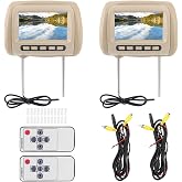 headrest DVD Player 2 Screens, 2pcs Universal 7 in HD Car Headrest Video Players LCD Video Player Control MP5 Display Brown