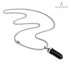 BEADNOVA Black Onyx Necklace Gemstone Crystal
