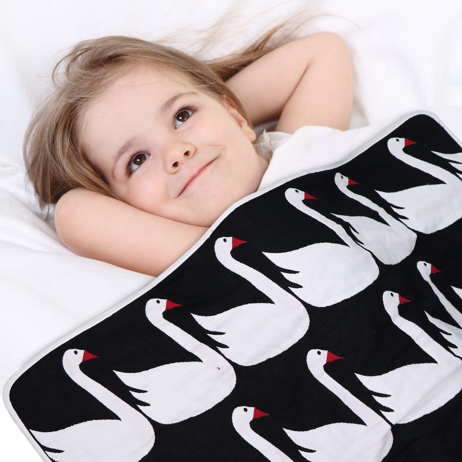 FOOK FISH Muslin Baby Toddler Blanket 6-Layer Lightweight and Breathable Oversized Muslin Baby Quilt for Boys and Girls \