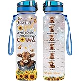 32oz Water Track Bottle, Remember To Drink Water Bottle, Bottle With Time Marker, Cow Motivational Insulated Water Bottle, Gifts For Family Friend, Birthday Gifts