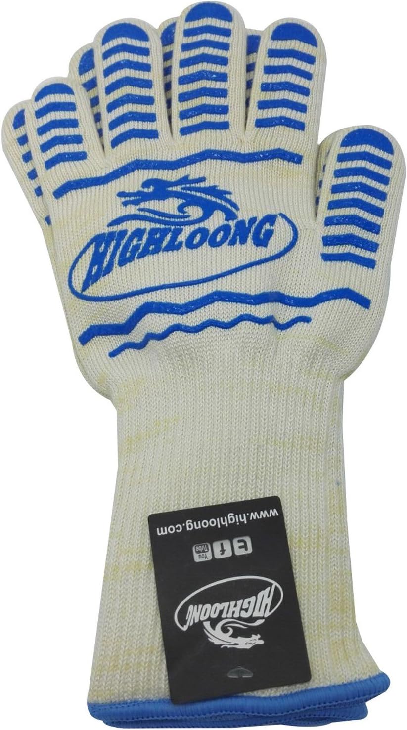 932°F Extreme Heat Resistant BBQ Oven Safety Gloves - EN407 Certified, Thick but Light Weight for Kitchen Potholder and Outdoors-1 Pair (2 Pieces Set) (Black Long Cuff): Home & Kitchen