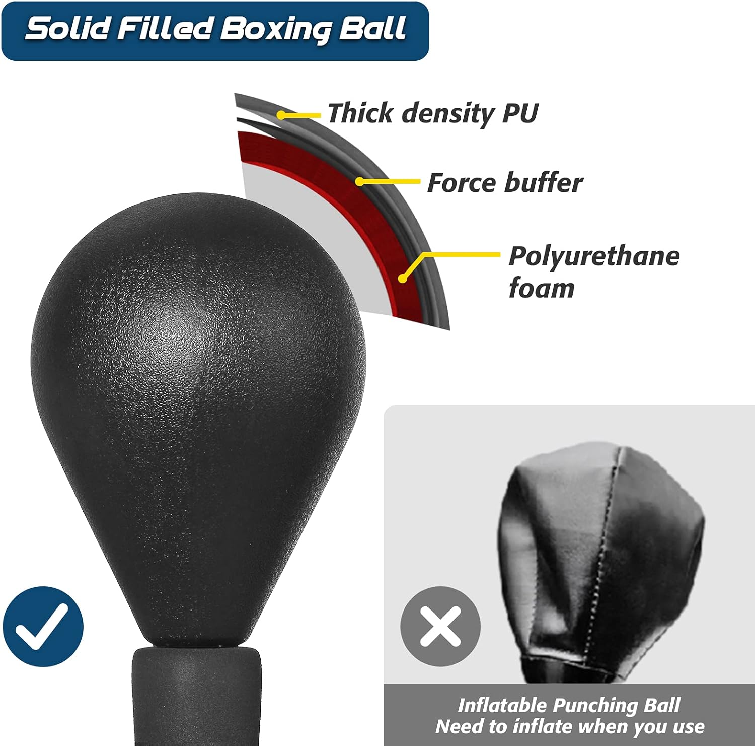 KINGSO Punching Bag with Stand for Adults Kids Boxing Set with Solid Ball Reflex Speed Bag Height Adjustable 51"-65" Free Standing Boxing Set for Home Gym Workout Fitness, Boxing Gloves Included : Sports & Outdoors