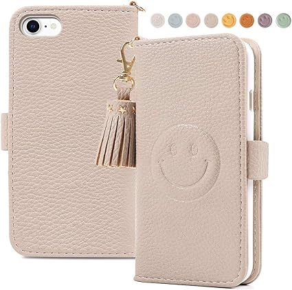 Amazon Co Jp Iphone Se 第2世代 Iphone8 Iphone7 Iphone6 Iphone6s ケース 手帳型 かわいい Iphone8 スマホ ケース 手帳型 プレゼント アイフォン 7 携帯 カバー スマイリー アイフォン6 カバー タッセル ケース お洒落 アイフォン6s ケース 手帳 シンプル 笑顔 Iphone7