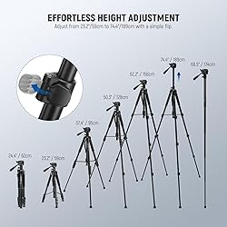 NEEWER Basic 74" Video Tripod Monopod, 3 Way Pan