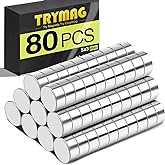 TRYMAG 5x3mm 80Pcs Small Refrigerator Magnets, Tiny Rare Earth Magnets Small Disc Magnet for Fridge, Whiteboard, Billboard, D