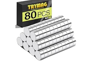 TRYMAG 5x3mm 80Pcs Small Refrigerator Magnets, Tiny Rare Earth Magnets Small Disc Magnet for Fridge, Whiteboard, Billboard, D
