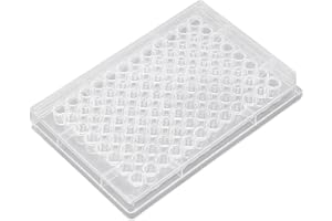 Qiilu Sterile Polystyrene Tissue Culture Plate with Lid 10pcs 96 Well Cell Growth Culture Plate - High Transparency, Ideal fo