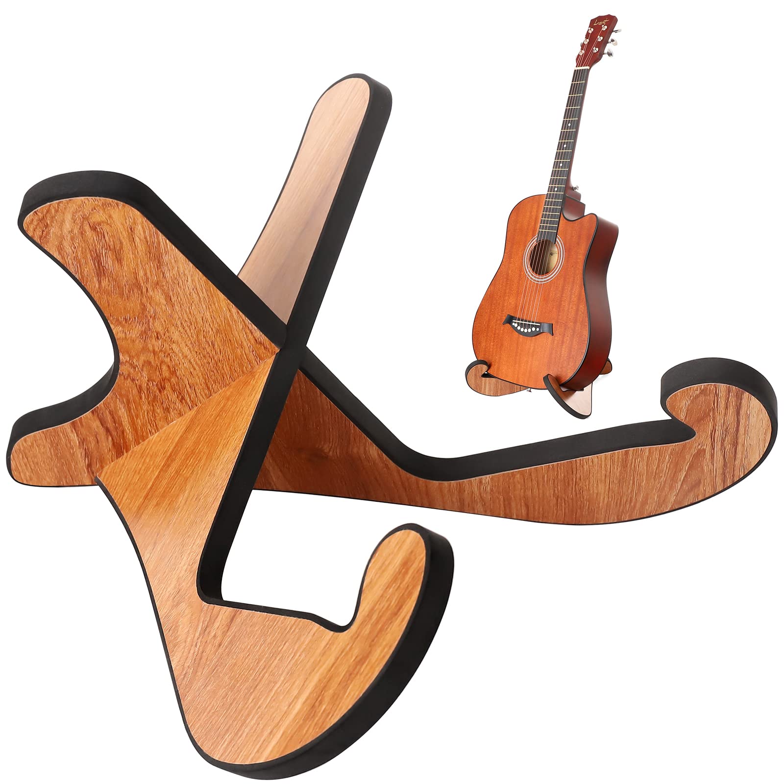 Photo 1 of LacBec Wooden Guitar Stand, Detachable Non-Slip Wood Guitar Stand Holder Floor for Acoustic Electric Classical Bass Guitars