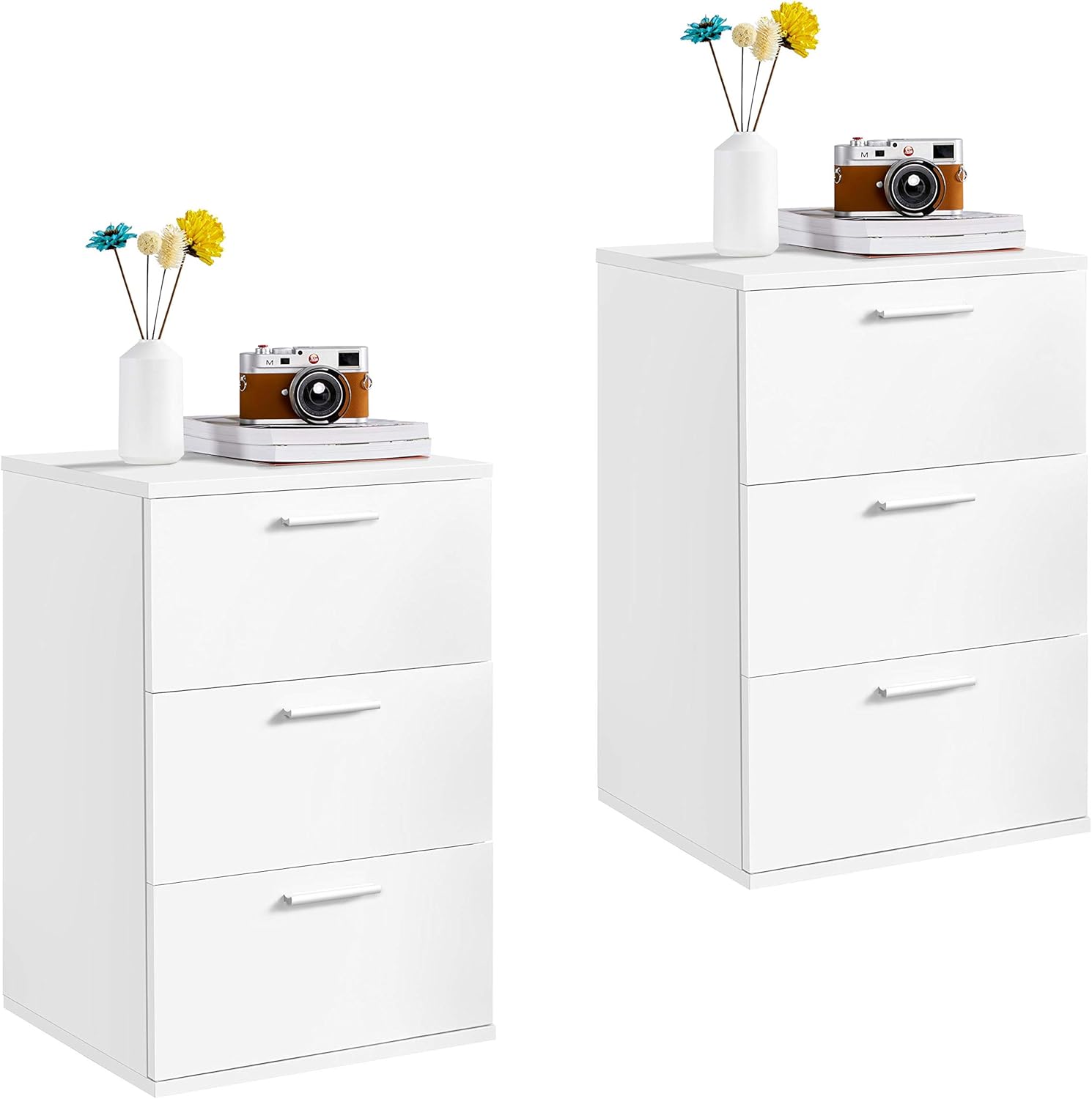 Amazon Com Yaheetech Set Of 2 Nightstands 3 Drawers End Table Beside Table Wood Storage Cabinet Accent Side Table Industrial Nightstand For Home Office