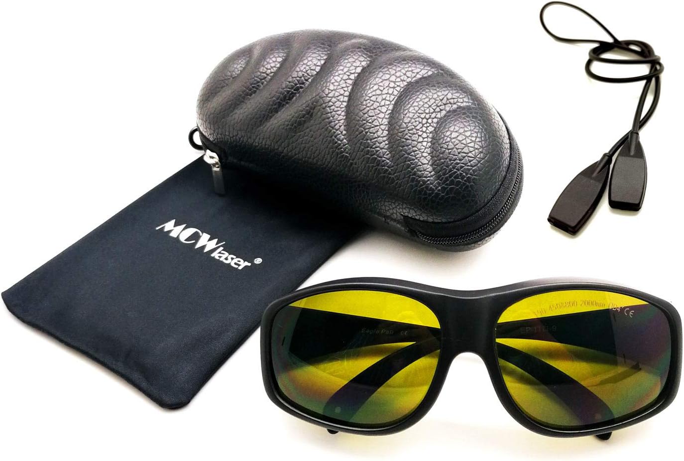 MCWlaser Laser Safety Glasses 190-450 & 800-2000nm Protective Goggles Typical For 355nm 405nm 445nm 450nm 808nm 980nm 1064nm 1085nm 1320nm 1342nm 1470nm 1550nm Absorption Type EP-5 Style 9