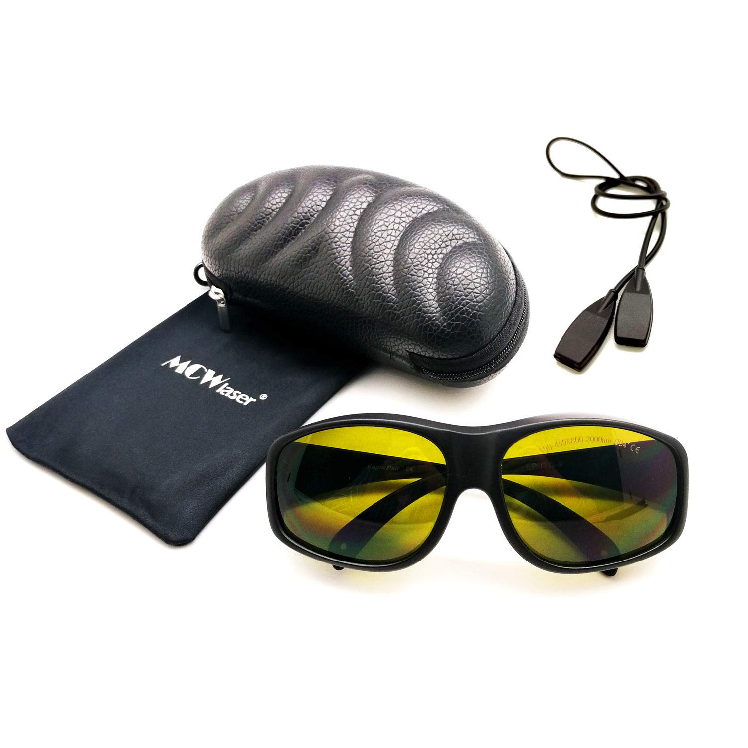 MCWlaser Laser Safety Glasses 190-450 & 800-2000nm Protective Goggles Typical For 355nm 405nm 445nm 450nm 808nm 980nm 1064nm 1085nm 1320nm 1342nm 1470nm 1550nm Absorption Type EP-5 Style 9