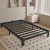 KOSOSO Twin Bed Frames 6 Inch, Black Twin Size Bed Frame with Metal Gaskets, No Box Spring Need, Heavy Duty Steel Platform Support, Round Corner Desgin, Reserved Holes, Easy Assembly, Noiseless