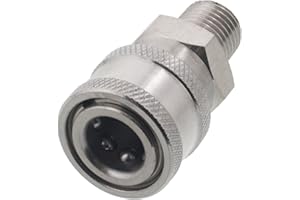 Erie Tools Pressure Washer 1/4in. Male NPT to Quick Connect Socket Stainless Steel Coupler High Temp 4000 PSI 10.5 GPM
